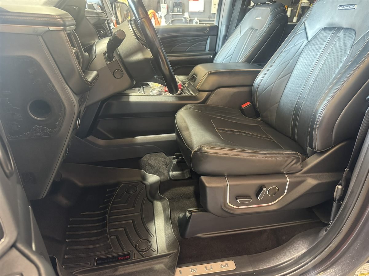 Cleaned truck cab with the seats, console and floor mats detailed